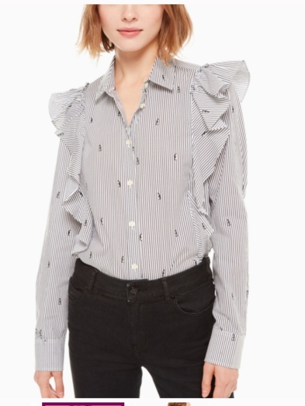 Like New Kate Spade Penguin Ruffle Top Blouse Shirt